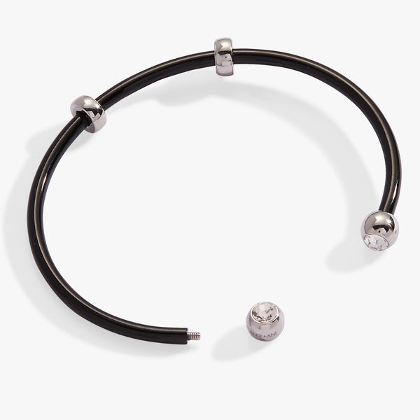 Alex And Ani Bezel Stone Enamel Cuff Black