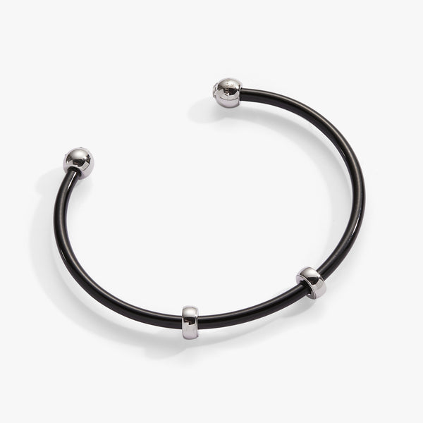 Alex And Ani Bezel Stone Enamel Cuff Black