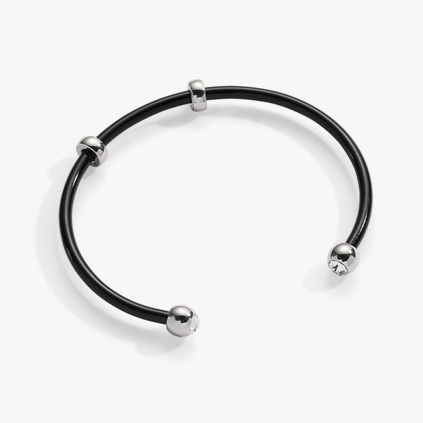 alex and ani Bezel Stone Enamel Cuff Black