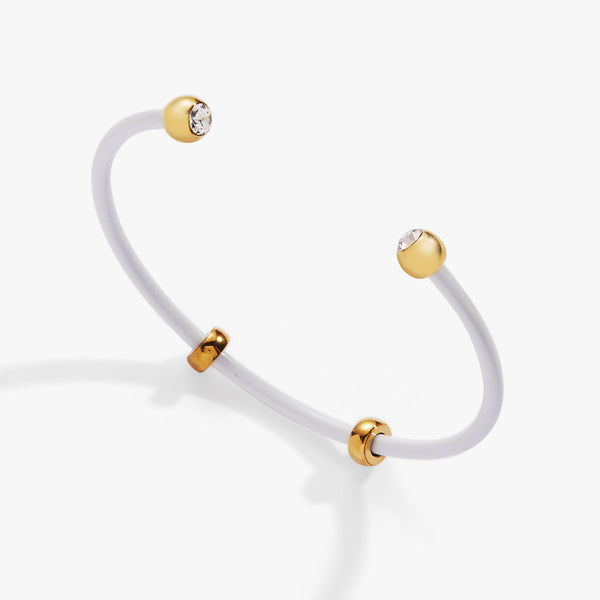 Alex And Ani Bezel Stone Enamel Cuff White