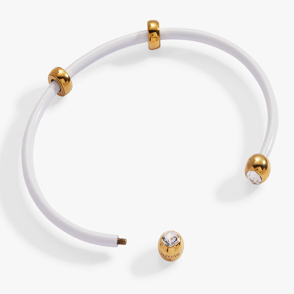 Alex And Ani Bezel Stone Enamel Cuff White