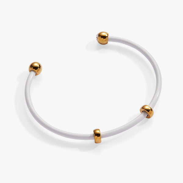 Alex And Ani Bezel Stone Enamel Cuff White