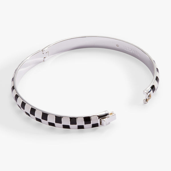 Alex And Ani Black & White Checker Hinge Bangle