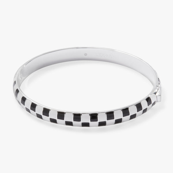 Alex And Ani Black & White Checker Hinge Bangle
