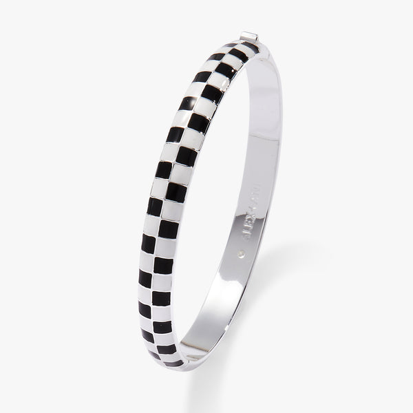 alex and ani Black & White Checker Hinge Bangle