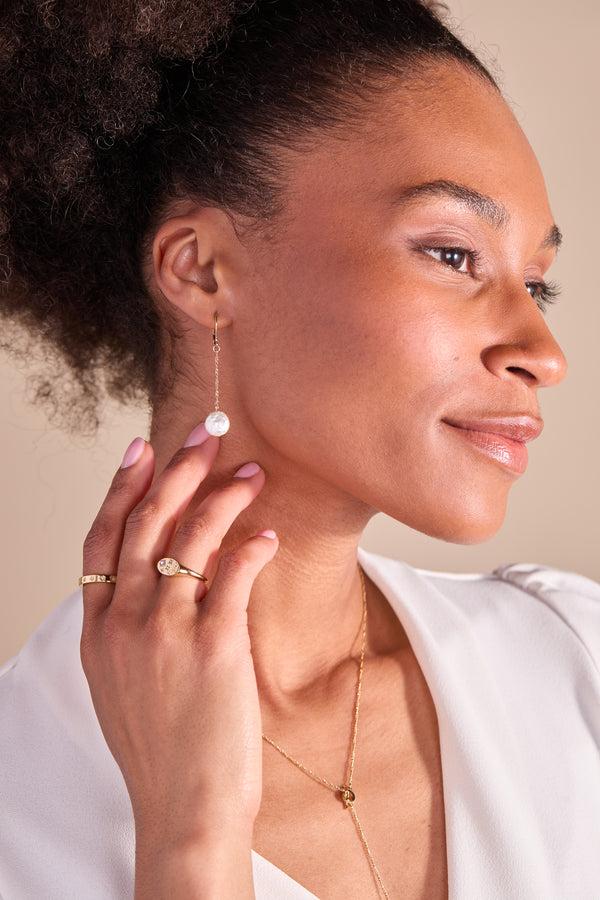 Alex And Ani Coin Pearl Lever Back Earring