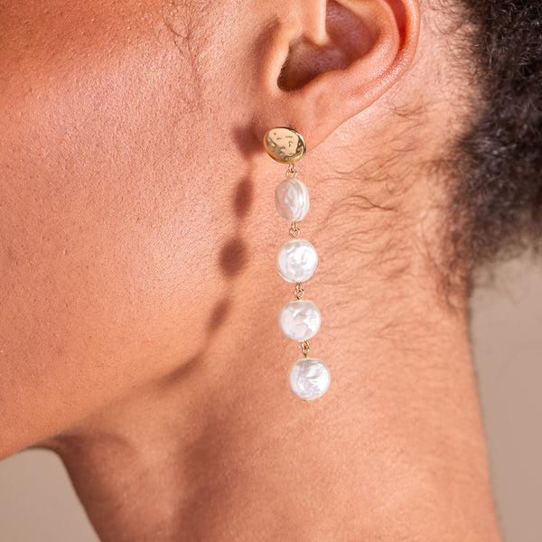 Alex And Ani Coin Pearl Linear Earring