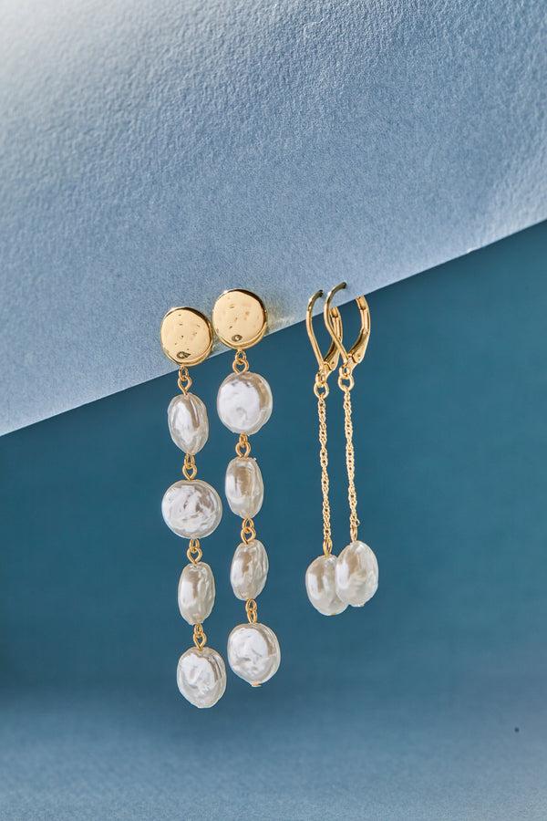 Alex And Ani Coin Pearl Linear Earring