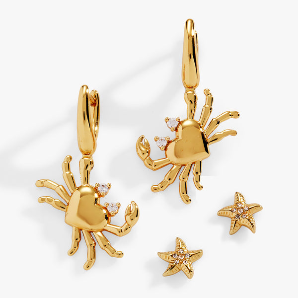 Alex And Ani Crab & Starfish Earring Set