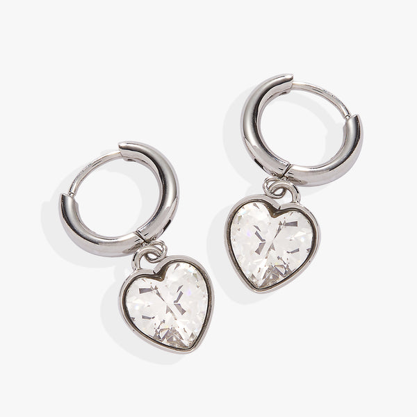 Alex And Ani Crystal Heart Huggie Hoop Earrings