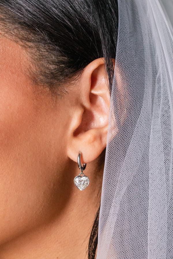 Alex And Ani Crystal Heart Huggie Hoop Earrings