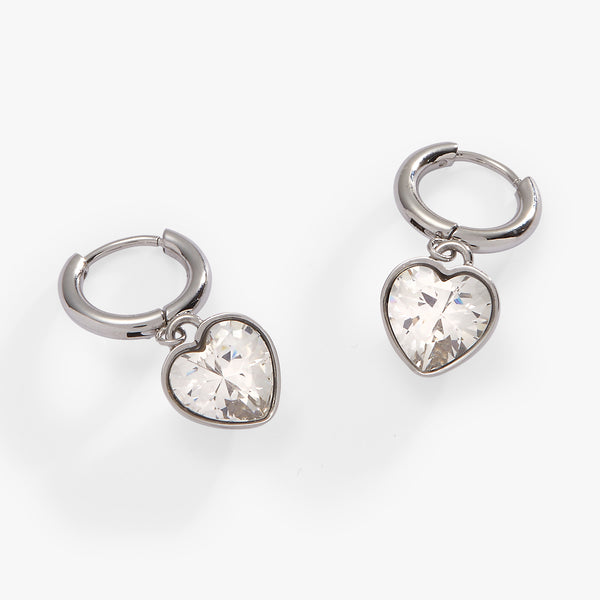 Alex And Ani Crystal Heart Huggie Hoop Earrings