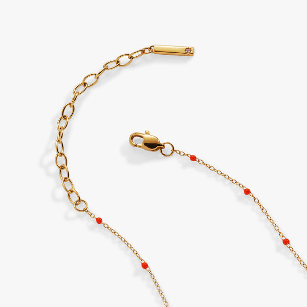Alex And Ani Enamel Coral Red Dot Chain Necklace
