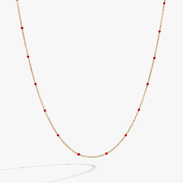 Alex And Ani Enamel Coral Red Dot Chain Necklace