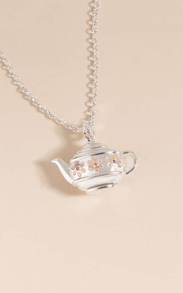 Alex And Ani Floral Teapot Locket Pendant Necklace