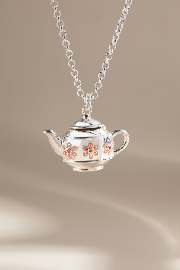 Alex And Ani Floral Teapot Locket Pendant Necklace