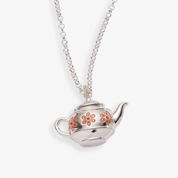 alex and ani Floral Teapot Locket Pendant Necklace