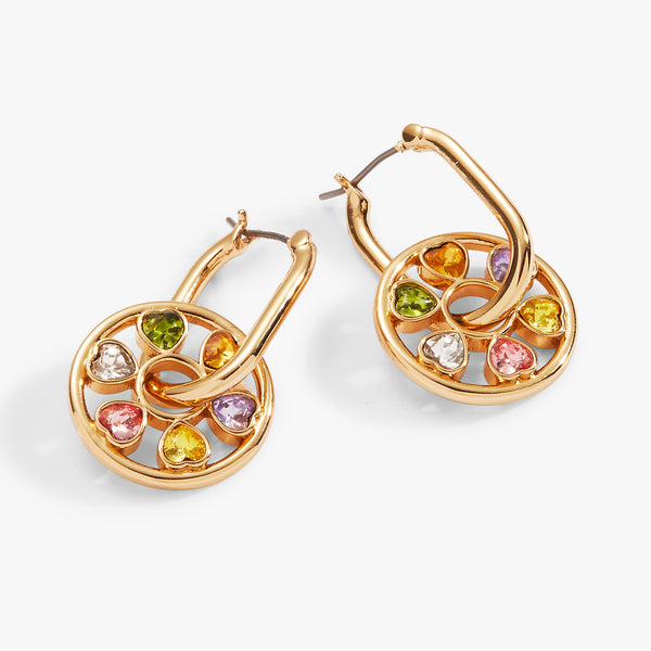 Alex And Ani Heart Crystal Wheel Hoop Earrings