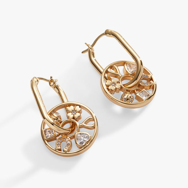 Alex And Ani Love And Luck Wheel Hoop Earrings