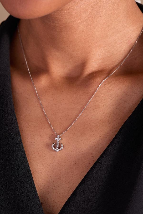 Alex And Ani Pave Anchor Pendant Necklace