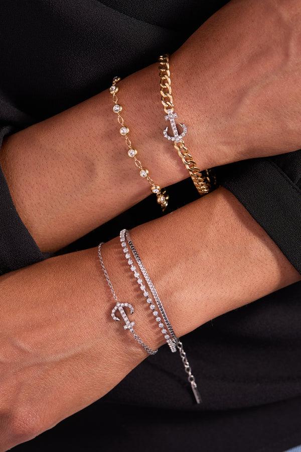 Alex And Ani Pave Anchor Pull Chain Bracelet