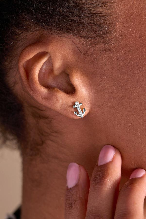 Alex And Ani Pave Anchor Stud Earring