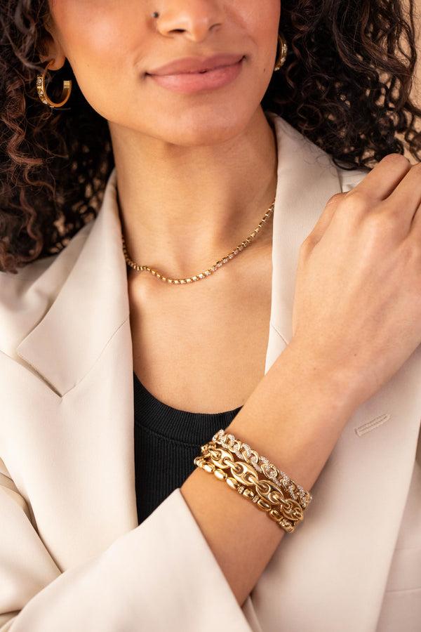 Alex And Ani Pave Curb Chain Stretch Bracelet