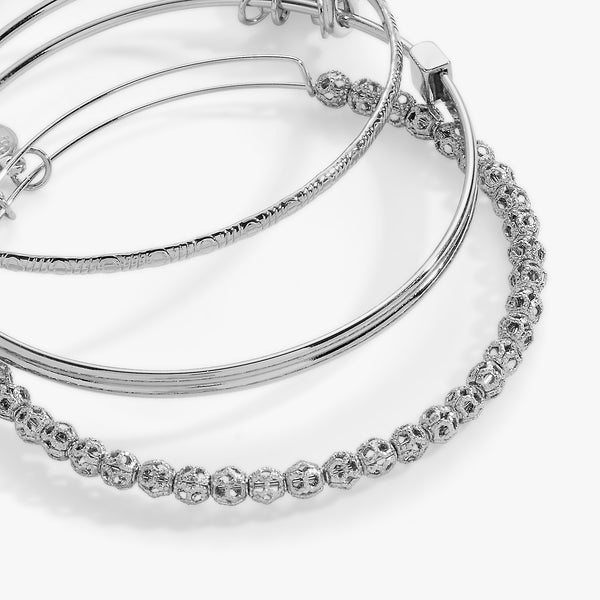 Alex And Ani Set Of 3 Delicate Textured Bangles