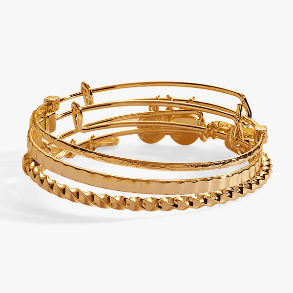 Alex And Ani Set Of 3 Mixed Textured Bangles