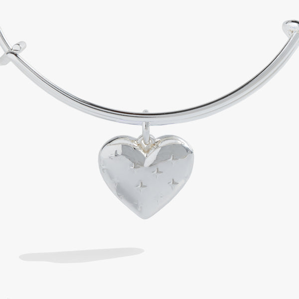 Alex And Ani Silver Metal Heart Charm Bangle