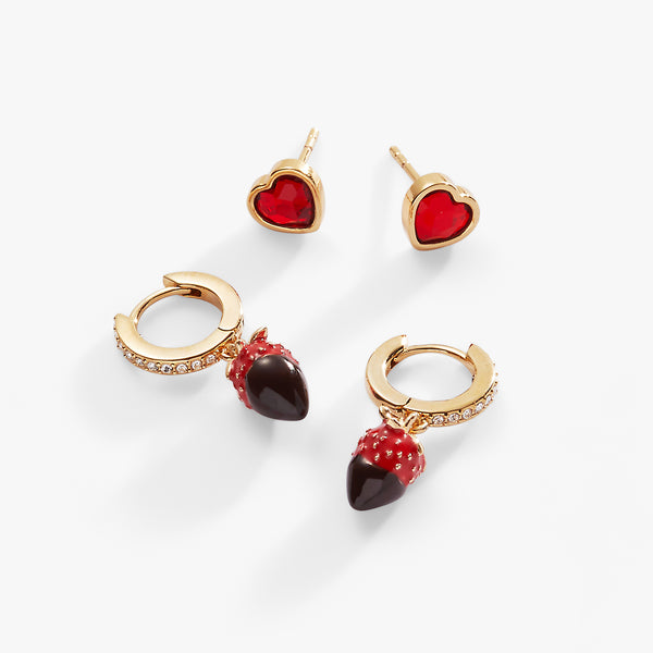 Alex And Ani Chocolate-Covered Strawberry Earrings Set Of 2
