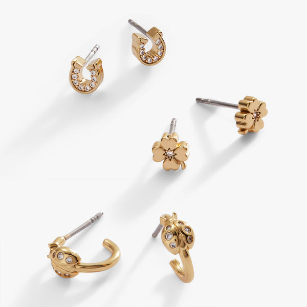 Alex And Ani Love And Luck Set Of 3 Stud & Hoop Earrings