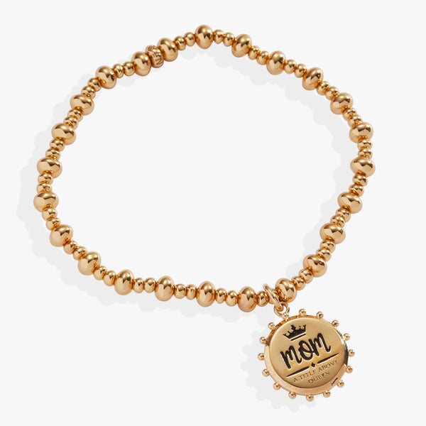 Alex And Ani “Mom A Title Above Queen” Beaded Stretch Charm Bracelet