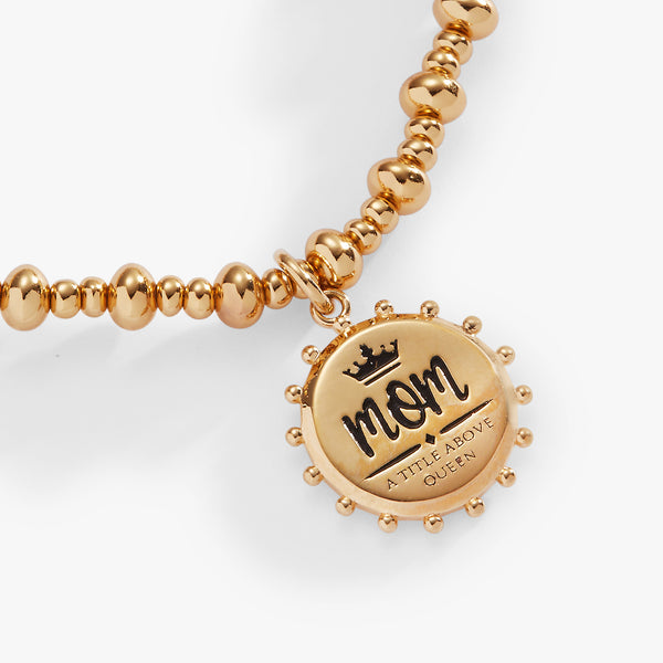 alex and ani “Mom A Title Above Queen” Beaded Stretch Charm Bracelet
