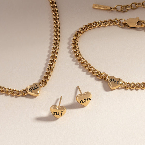 Alex And Ani Oui & Non Reversible Heart Inline Necklace