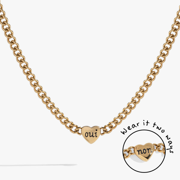 alex and ani Oui & Non Reversible Heart Inline Necklace