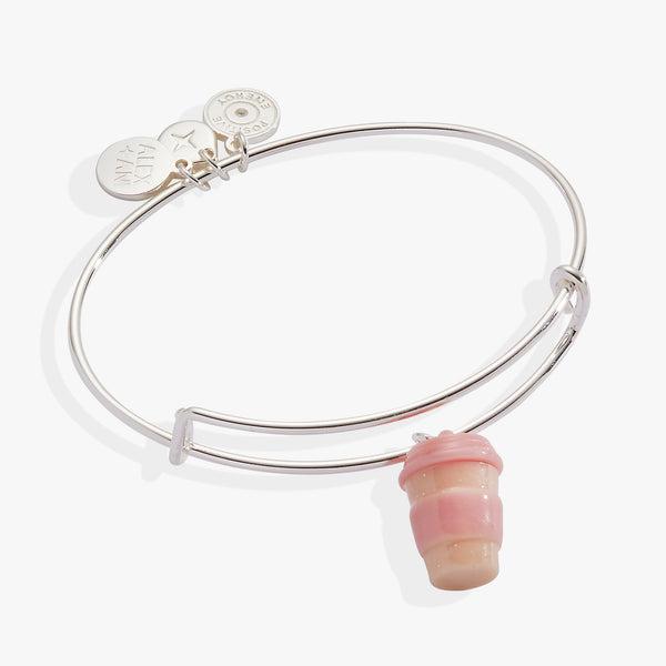 Alex And Ani Pink Coffee To-Go Cup Resin Charm Bangle
