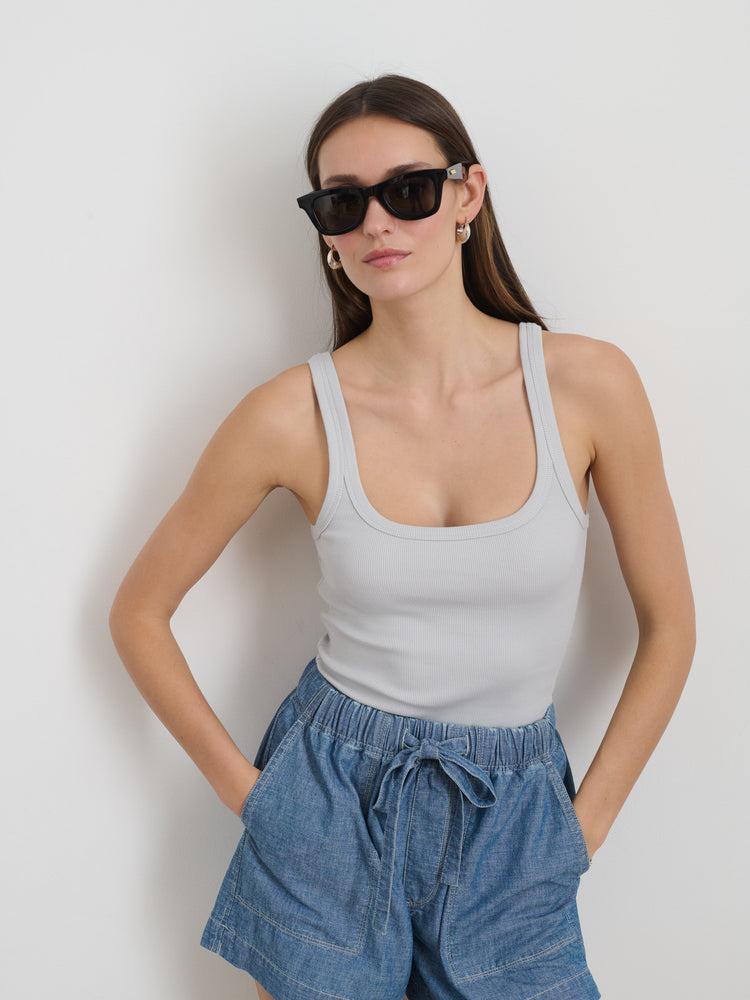 Alex Mill 365 Ribbed Tank Glass Blue