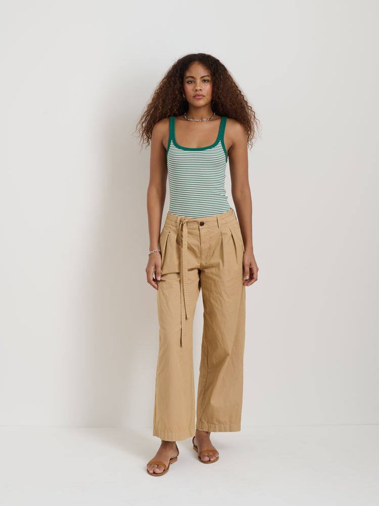 Alex Mill 365 Ribbed Tank Green/Ivory