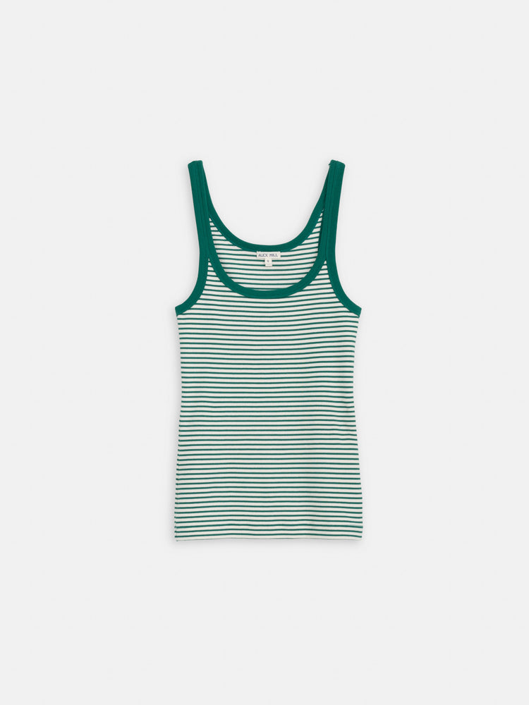 alex mill 365 Ribbed Tank Green/Ivory