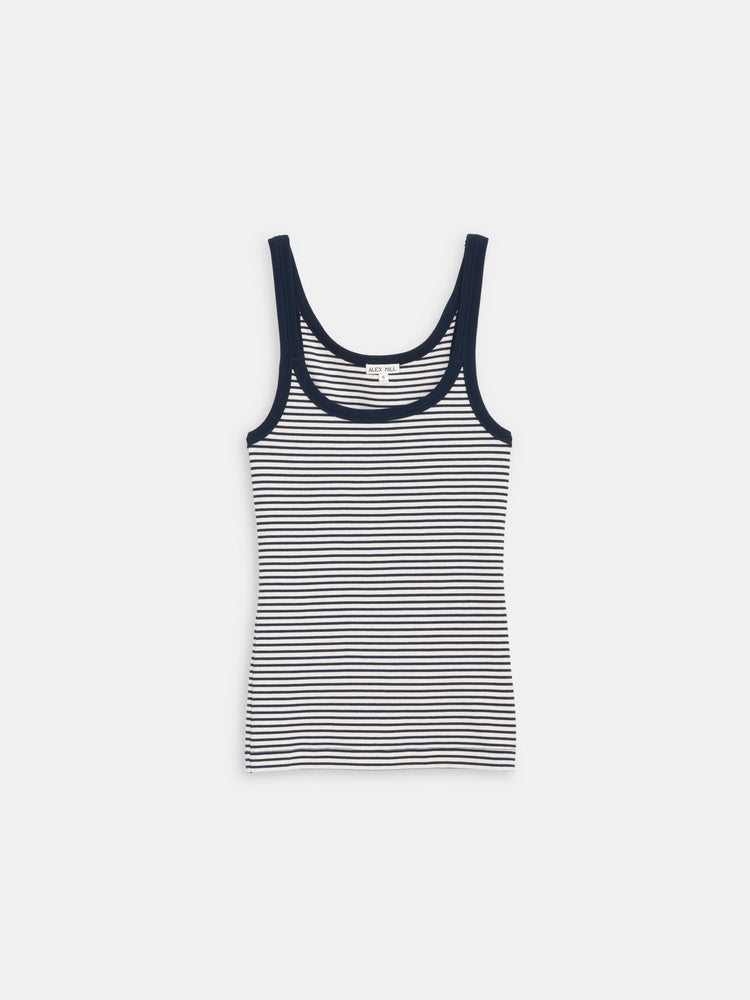 alex mill 365 Ribbed Tank Navy/White