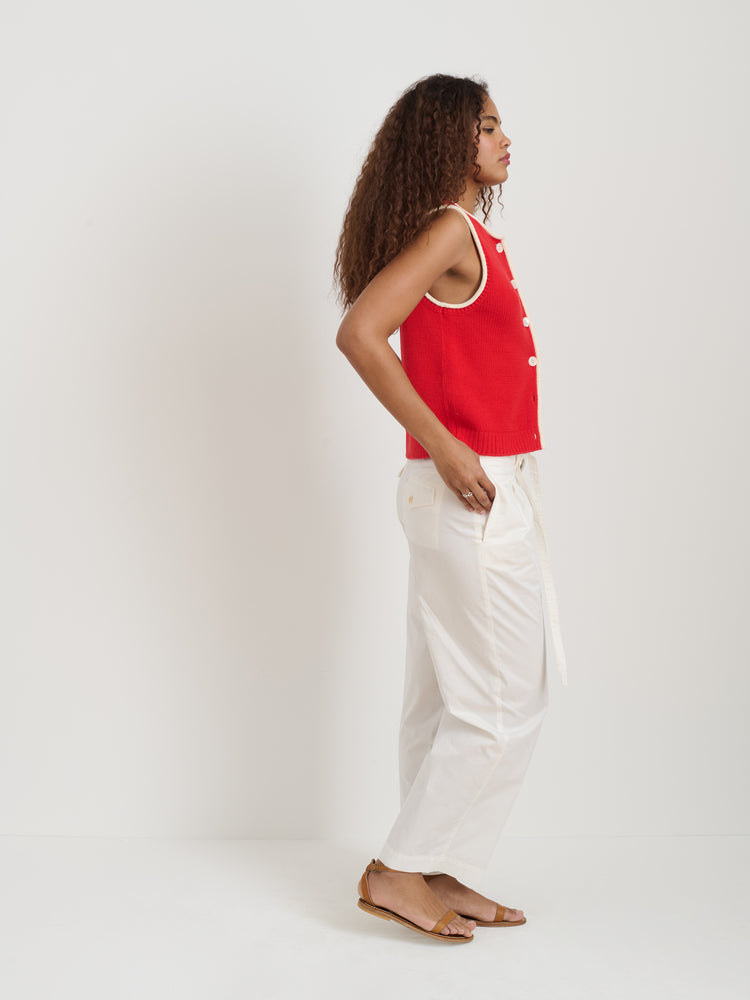 Alex Mill Bridget Tipped Vest In Cotton Red/Ivory