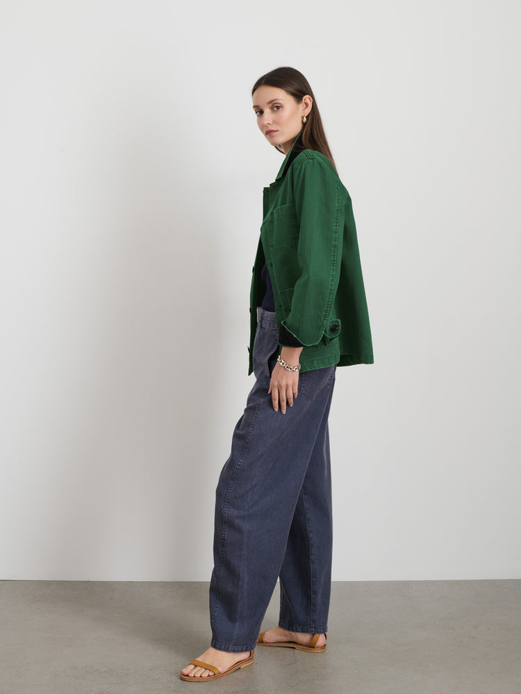 Alex Mill Britt Work Jacket In Herringbone Emerald