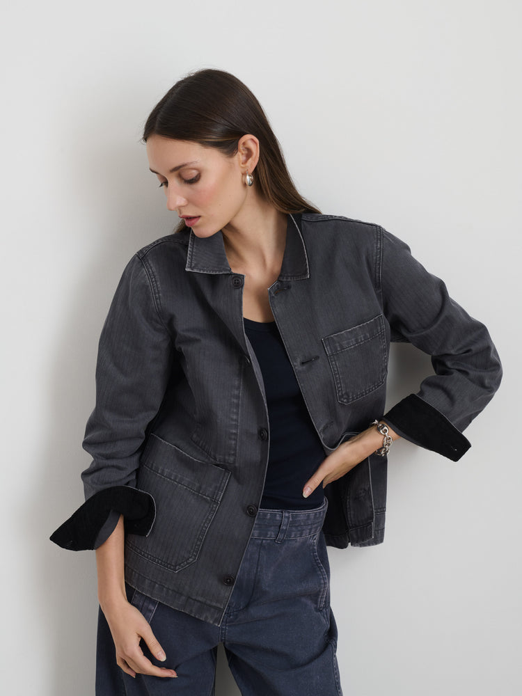 Alex Mill Britt Work Jacket In Herringbone Pebble