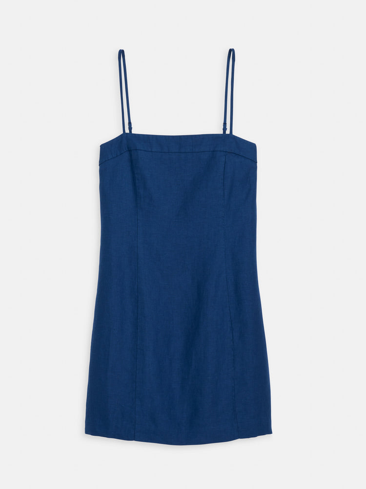 alex mill Chloe Dress In Linen Deep Royal