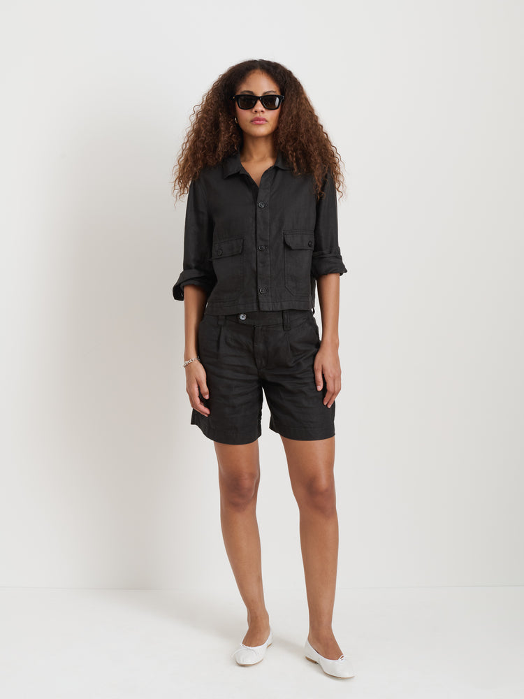 Alex Mill Cropped Work Jacket In Linen Black