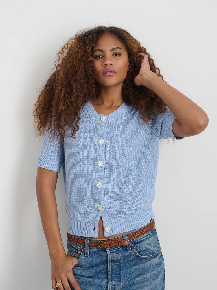 Alex Mill Elle Sweater In Cotton Linen Hydrangea