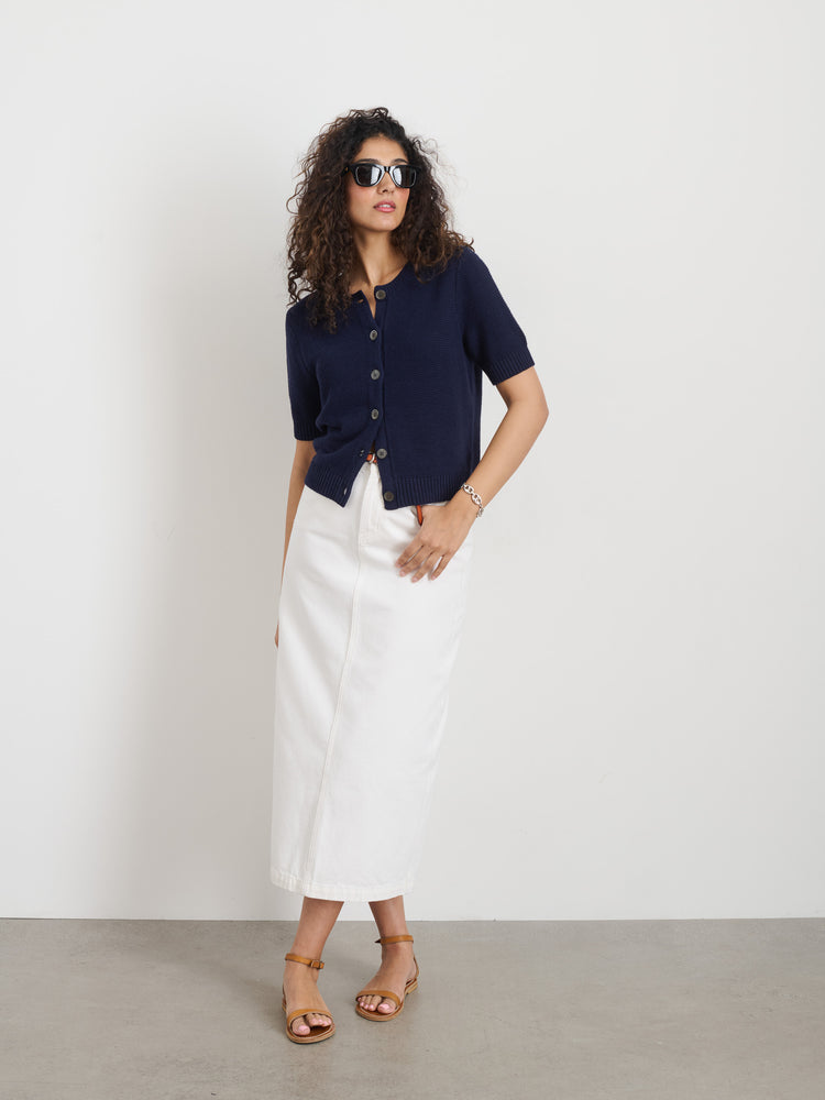 Alex Mill Elle Sweater In Cotton Linen Navy Night