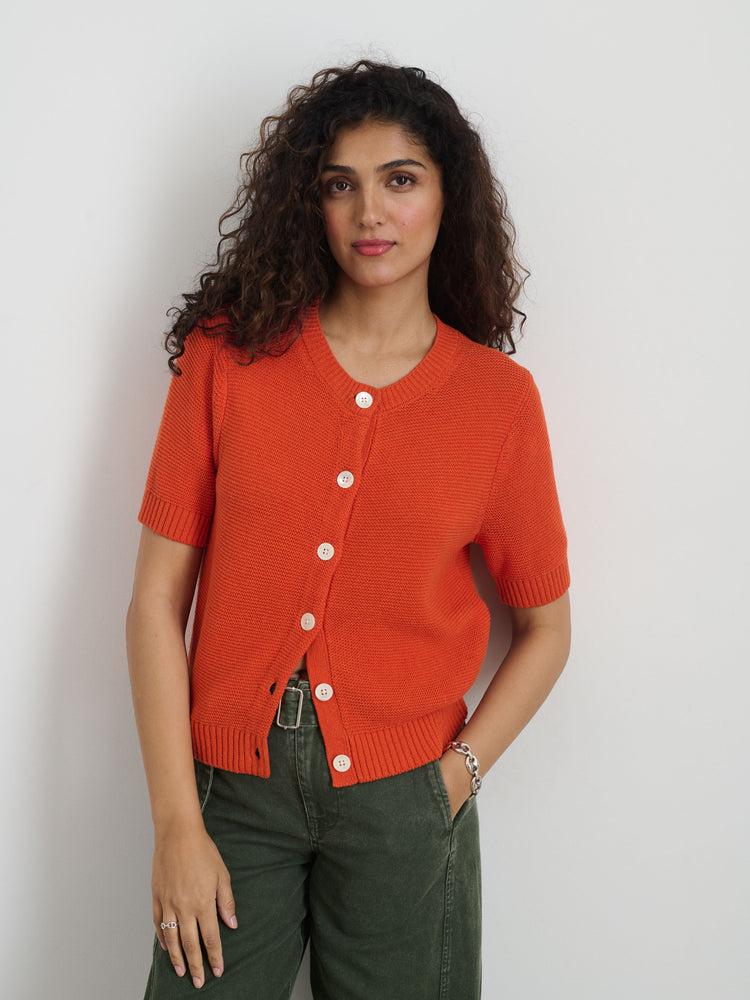 Alex Mill Elle Sweater In Cotton Linen Tangerine