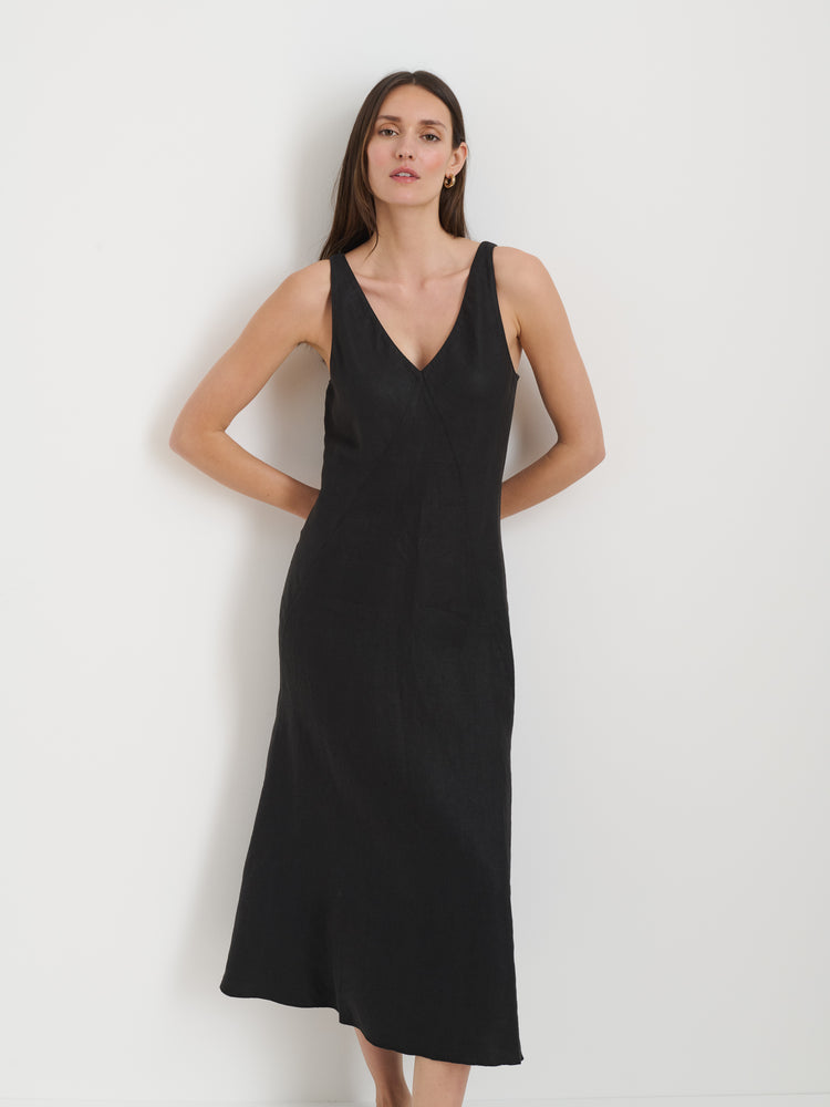 Alex Mill Flora Dress In Linen Black